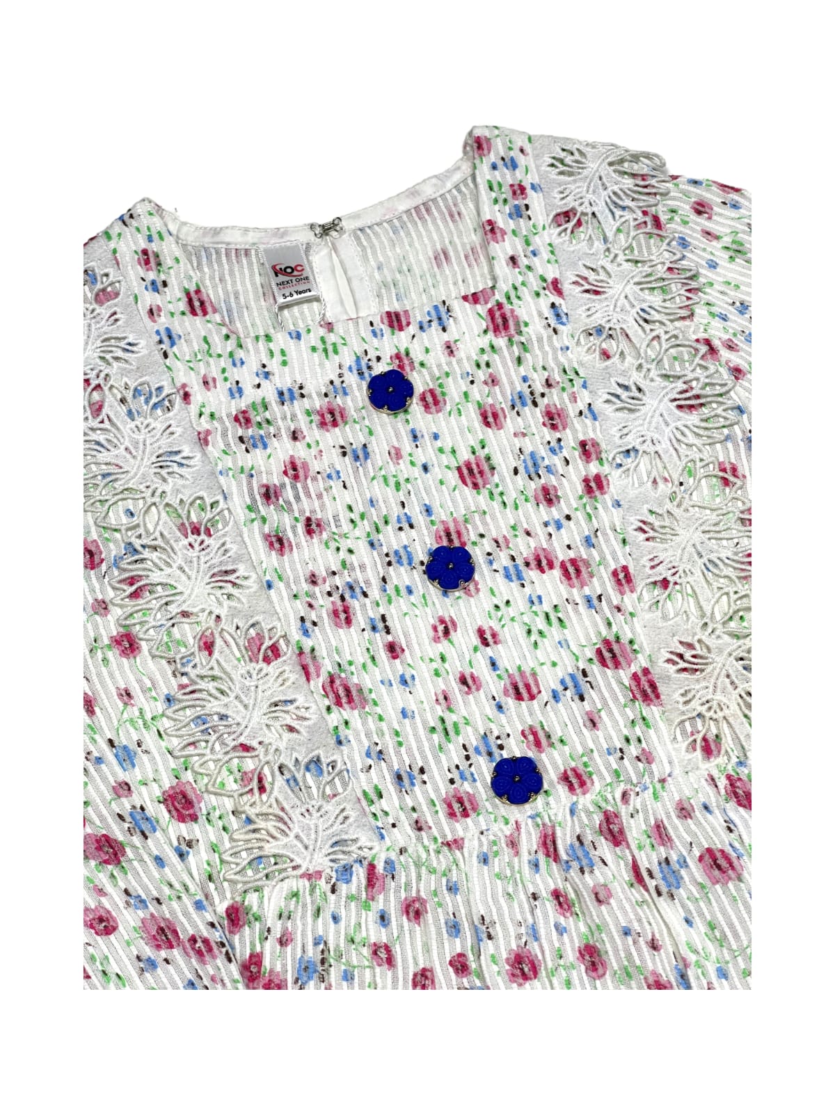 White Multicolour Floral Frock