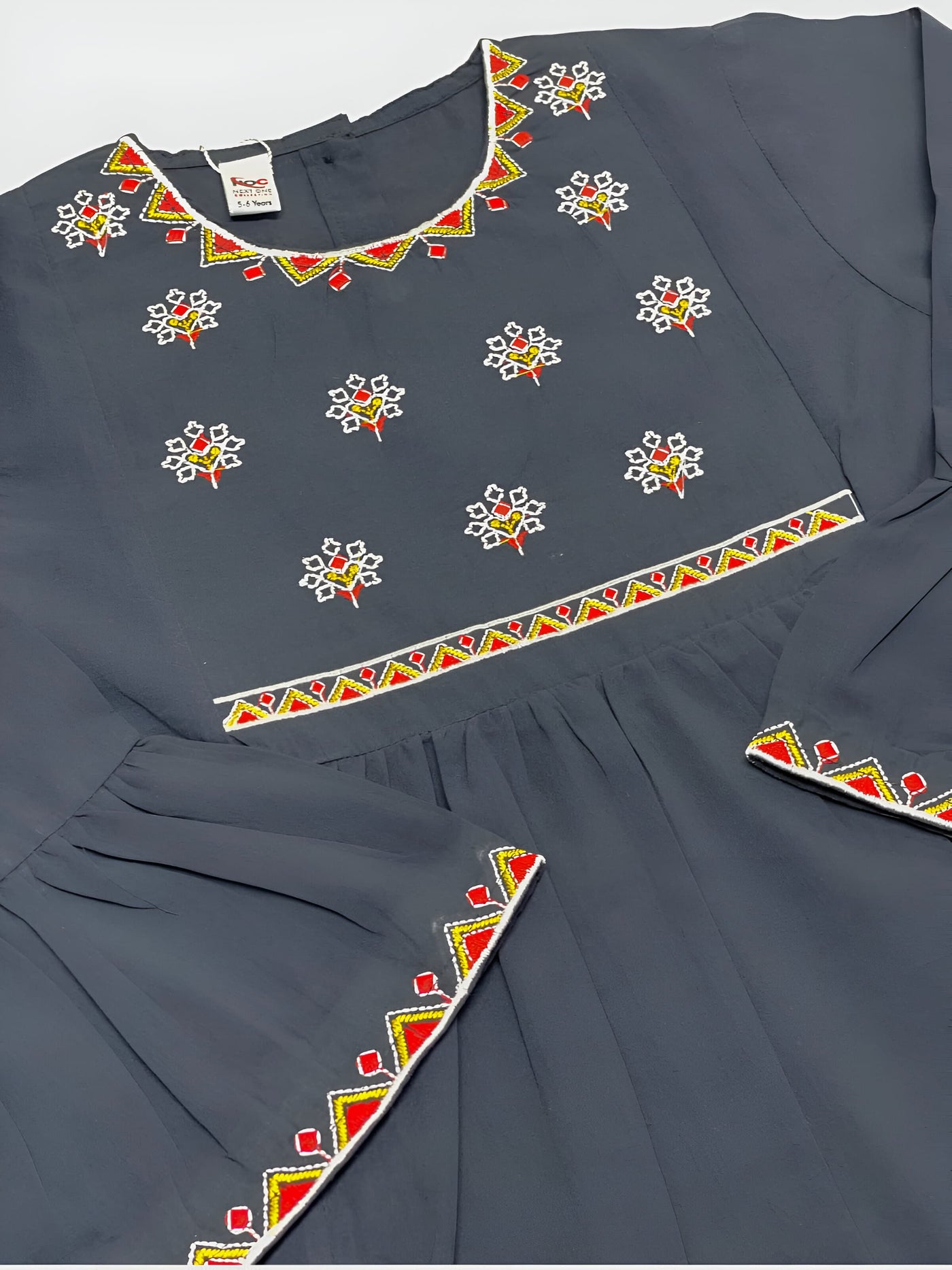 Tribal Bloom Embroidered Frock Set