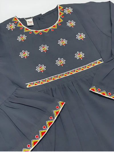 Tribal Bloom Embroidered Frock Set