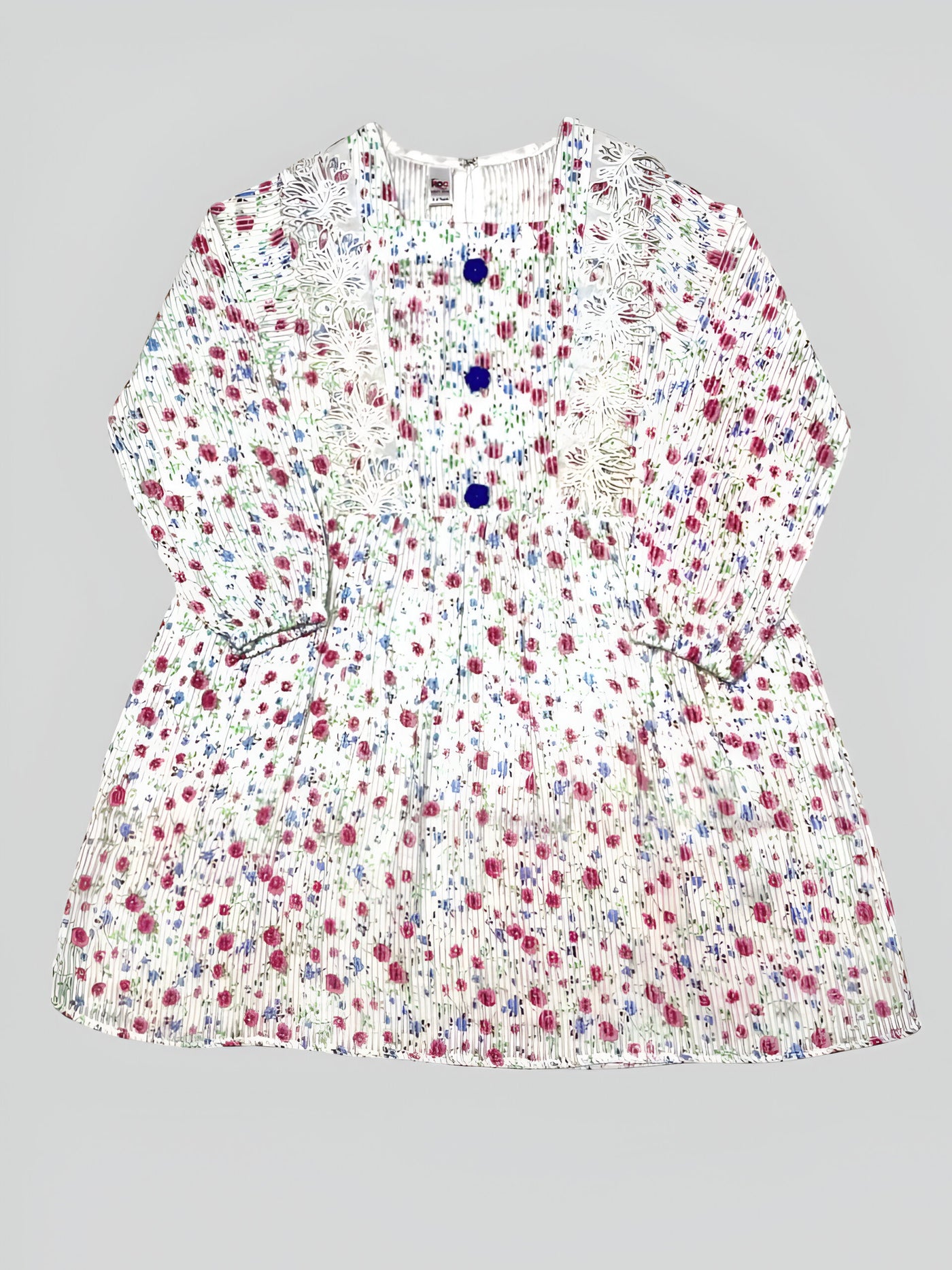 White Multicolour Floral Frock
