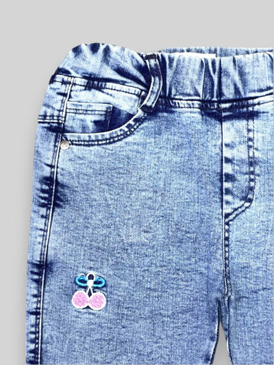 Girls’ Light Wash Embroidered Flared Jeans