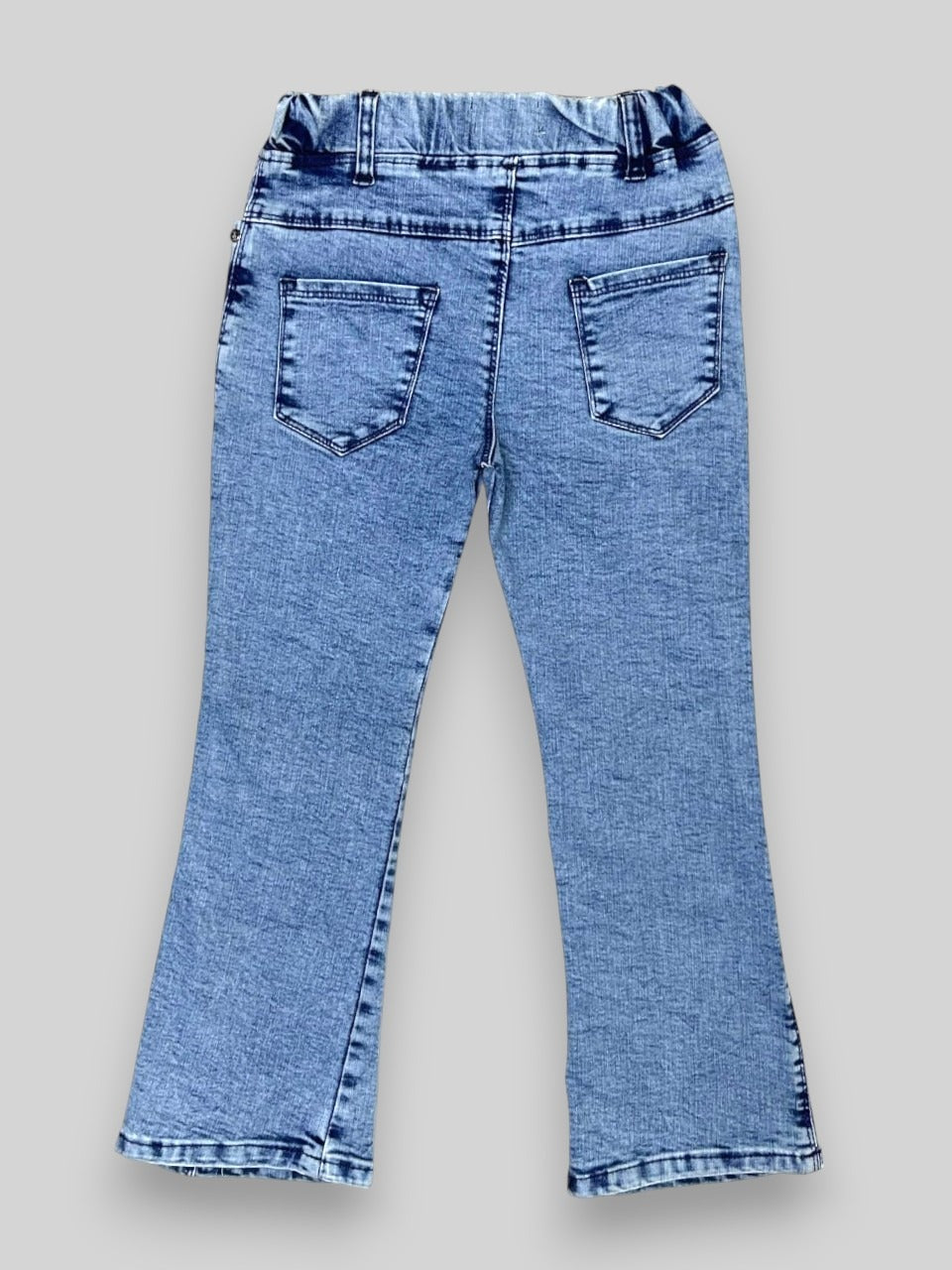 Girls’ Light Wash Embroidered Flared Jeans
