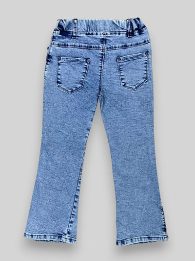 Girls’ Light Wash Embroidered Flared Jeans