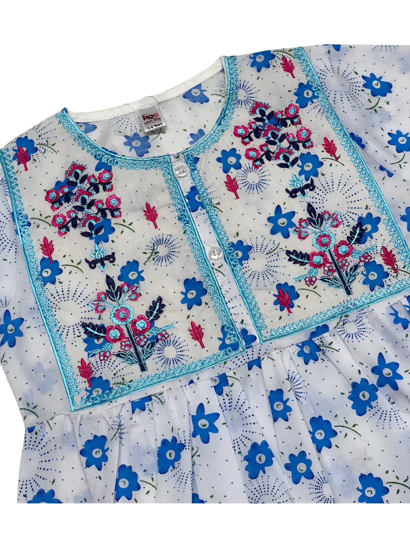 Multicolor Embroidered Yoke Frock