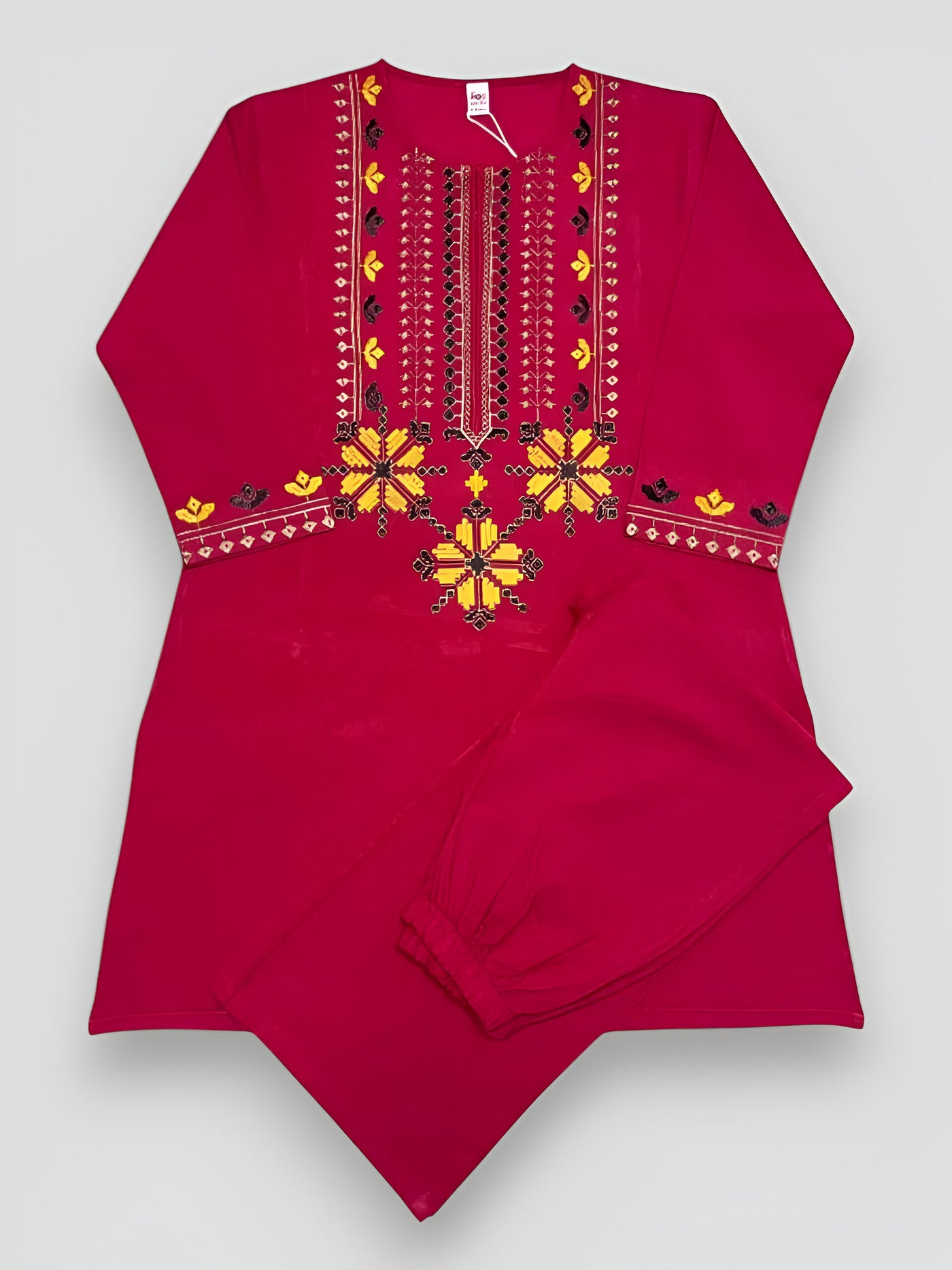 Ruby Radiance Embroidered Set