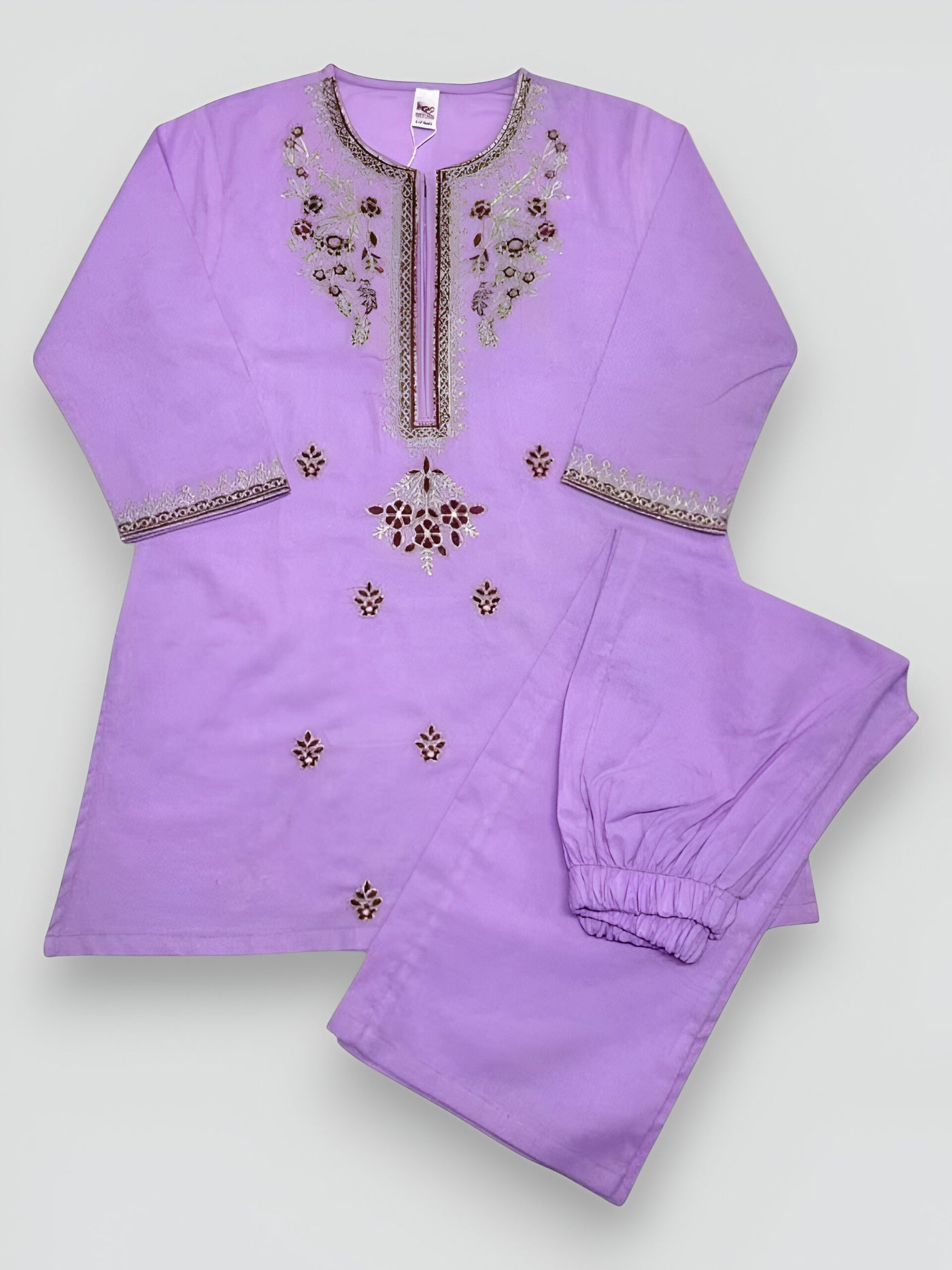 Light Purple Embroider peplum 2pc set