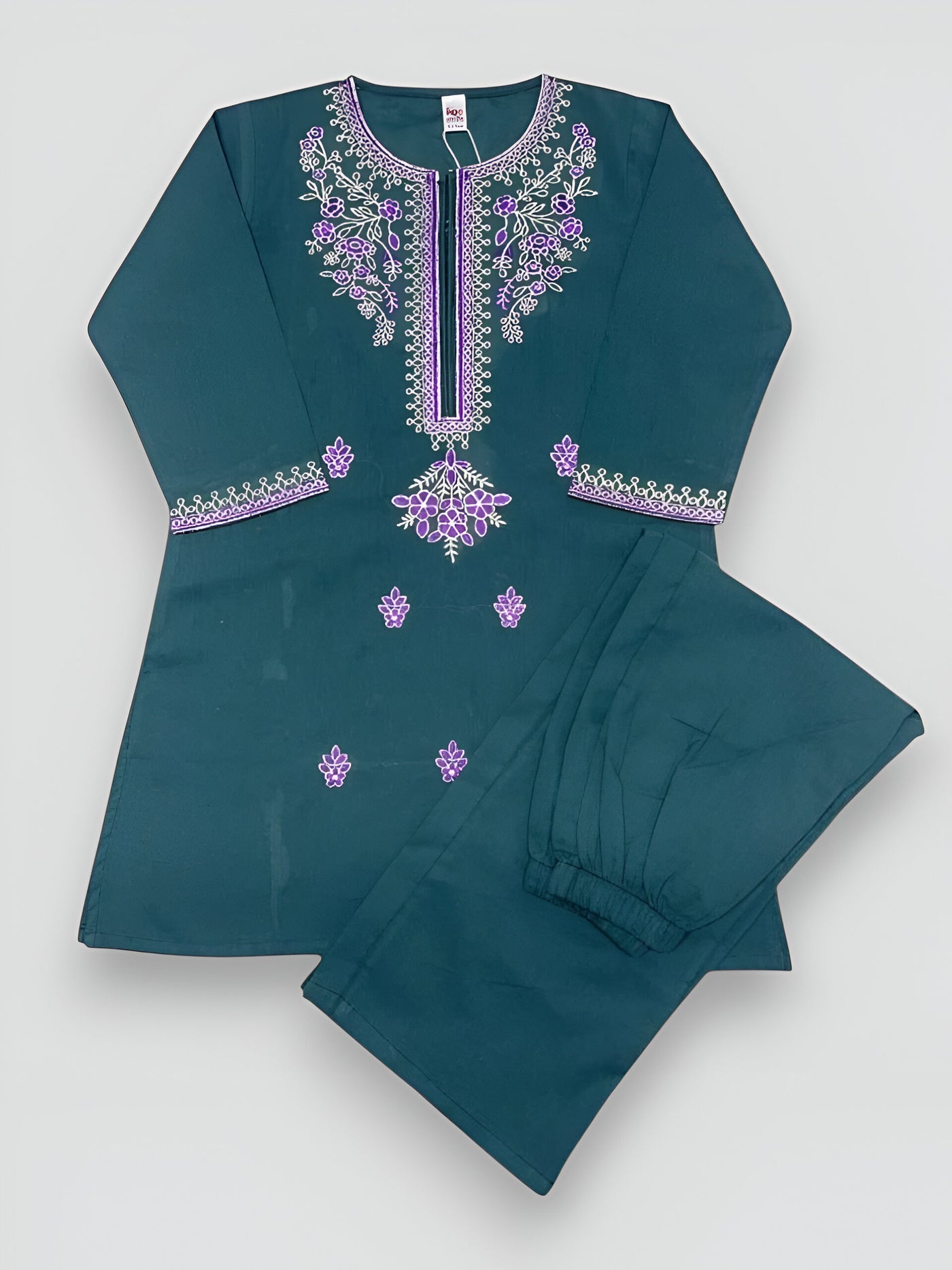 Emerald Green with Purple Embroidery 2pc