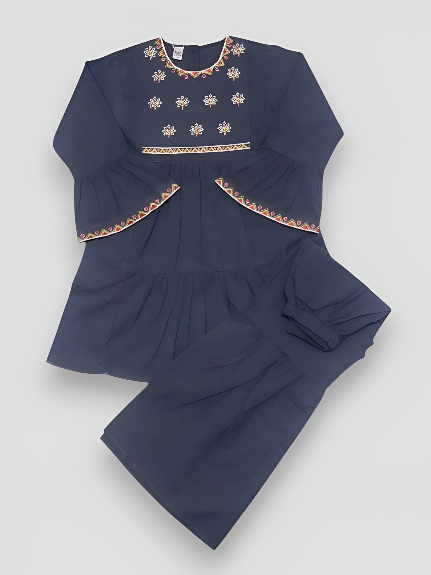 Tribal Bloom Embroidered Frock Set