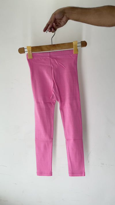 Girls Cotton Leggings – 3-Pack (Red, Beige, Pink)